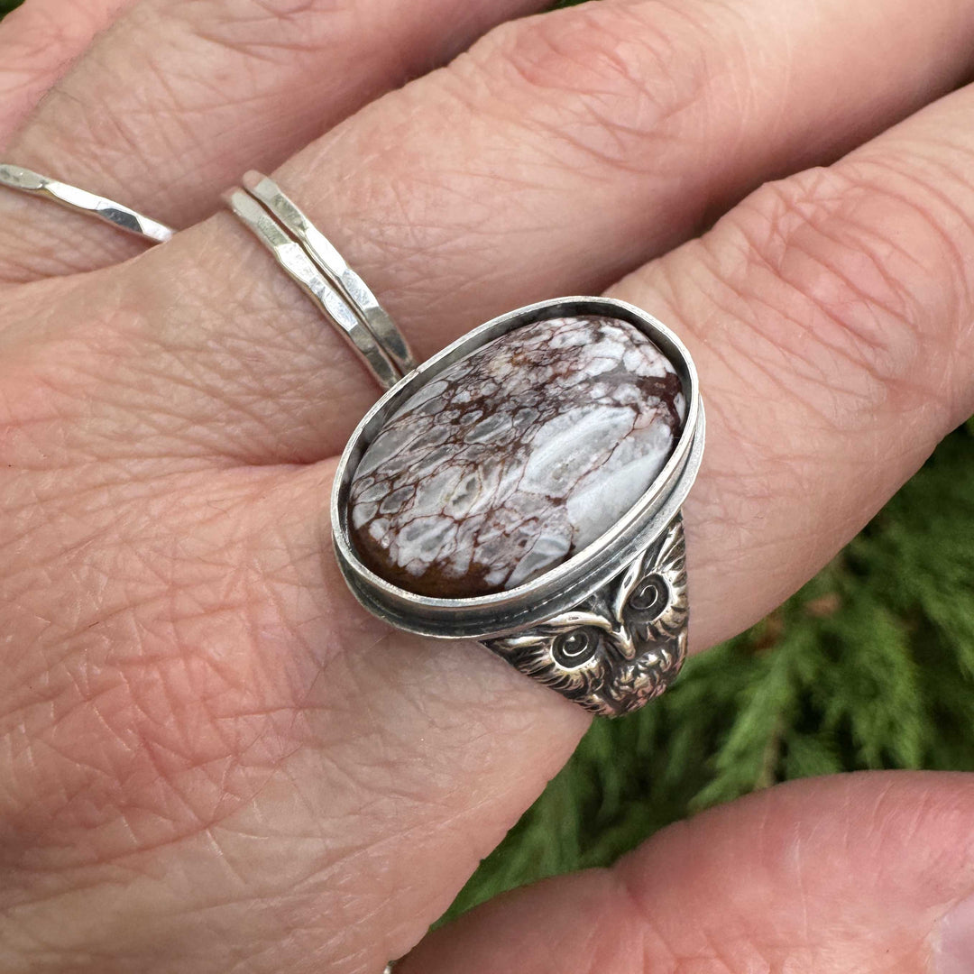 Wild Horse Magnesite Owl Ring in Sterling Silver | Made to Size