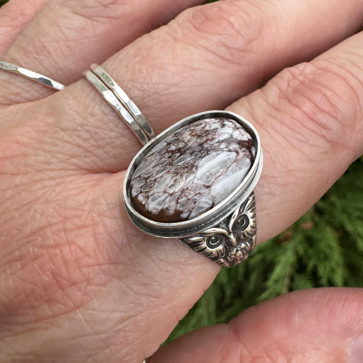 Wild Horse Magnesite Owl Ring in Sterling Silver | Made to Size