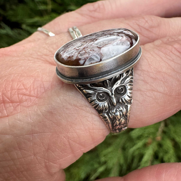 Wild Horse Magnesite Owl Ring in Sterling Silver | Made to Size