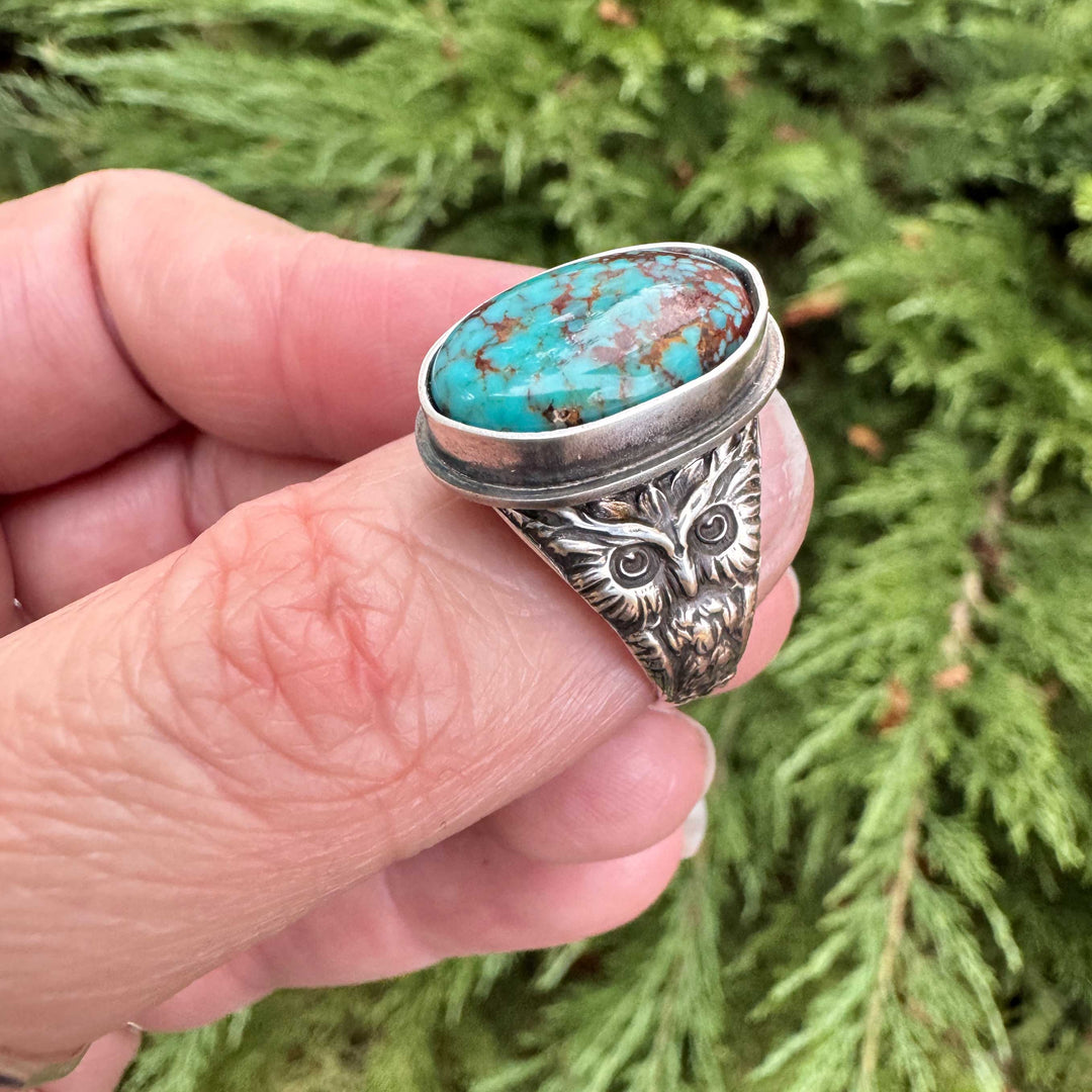 Tyrone Turquoise Owl Ring | Made to Size