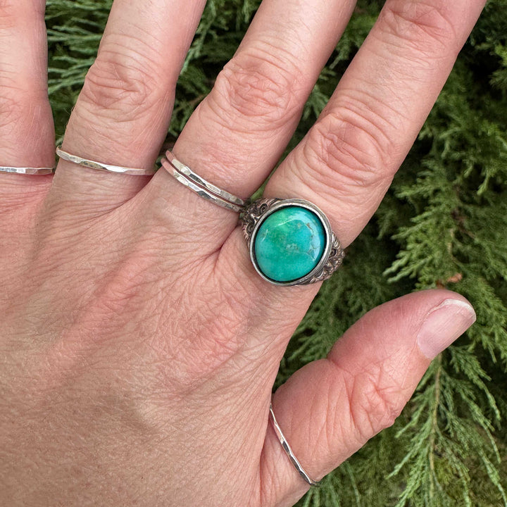 Carico Lake Turquoise Owl Ring in Sterling Silver | Made to Size