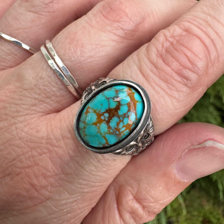 Tyrone Turquoise Owl Ring in Sterling Silver | Made to Size