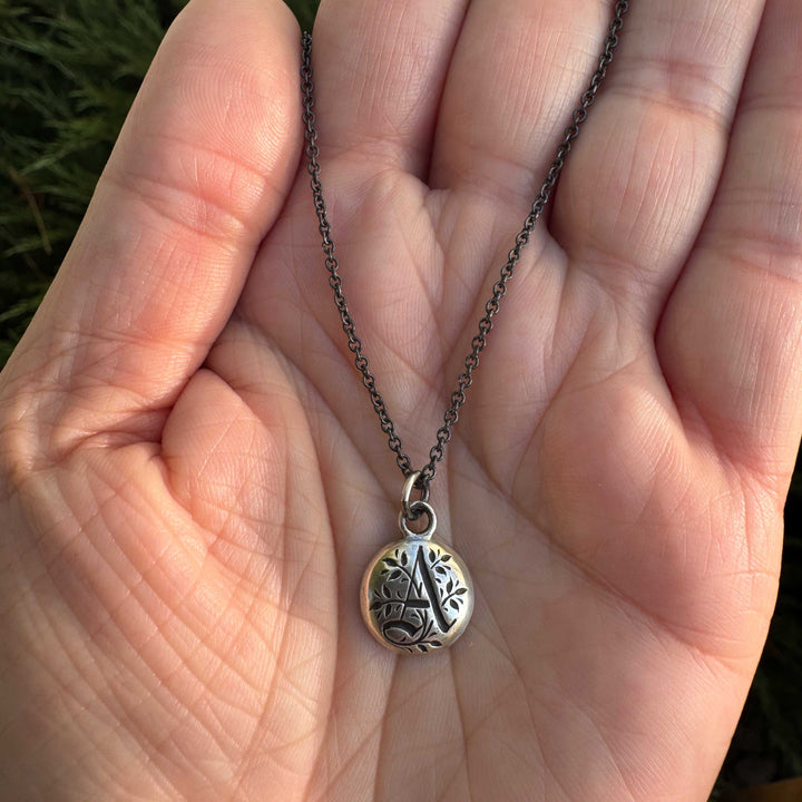 Gothic Initial Necklace | Sterling Silver Letter Charm