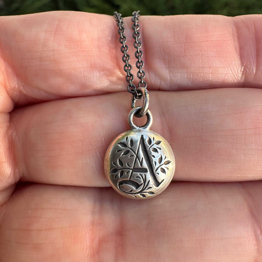 Gothic Initial Necklace | Sterling Silver Letter Charm