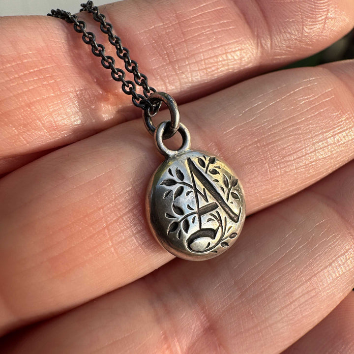 Gothic Initial Necklace | Sterling Silver Letter Charm