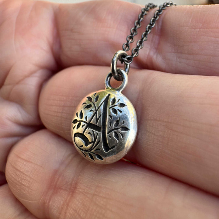 Gothic Initial Necklace | Sterling Silver Letter Charm