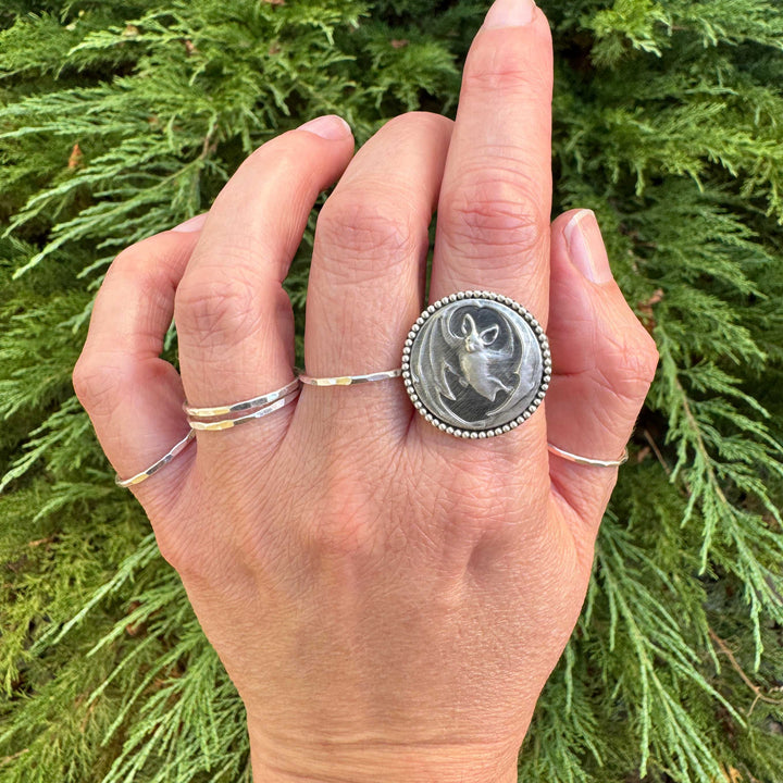 Sterling Silver Bat Statement Ring | Gothic Bat Jewelry