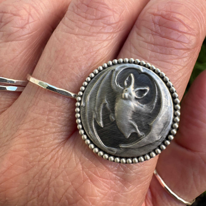 Sterling Silver Bat Statement Ring | Gothic Bat Jewelry