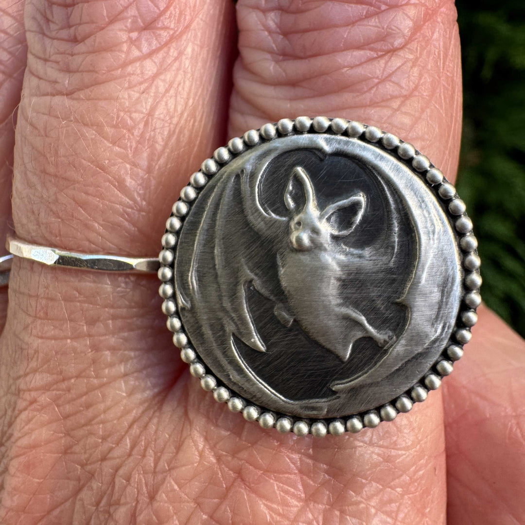 Sterling Silver Bat Statement Ring | Gothic Bat Jewelry