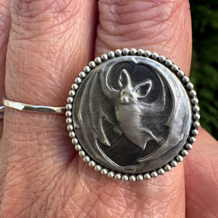 Sterling Silver Bat Statement Ring | Gothic Bat Jewelry
