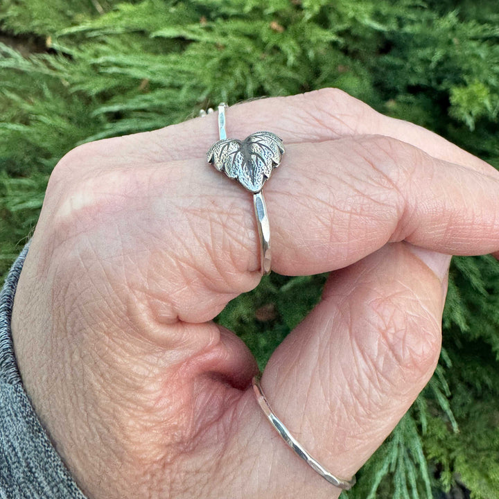 Sterling Silver Leaf Stacking Ring | Botanical Jewelry