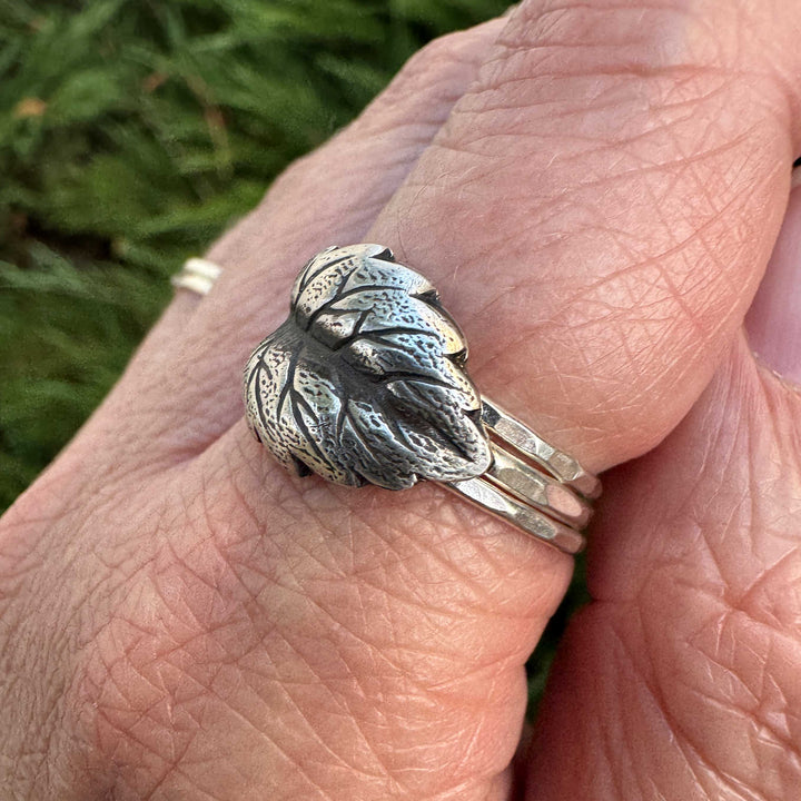 Sterling Silver Leaf Stacking Ring | Botanical Jewelry