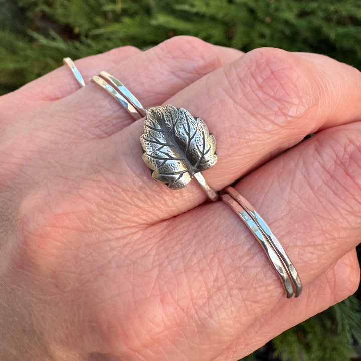 Sterling Silver Leaf Stacking Ring | Botanical Jewelry