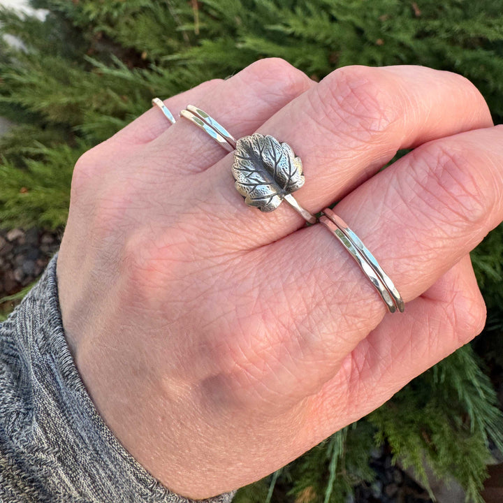 Sterling Silver Leaf Stacking Ring | Botanical Jewelry