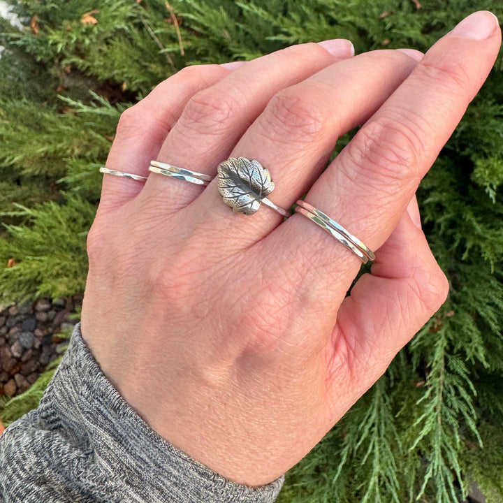 Sterling Silver Leaf Stacking Ring | Botanical Jewelry