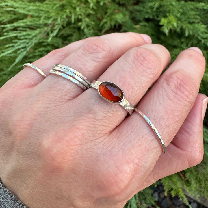 Hessonite Garnet Ring in Sterling Silver | Size 8
