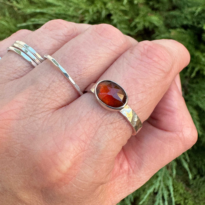 Hessonite Garnet Ring in Sterling Silver | Size 9.5