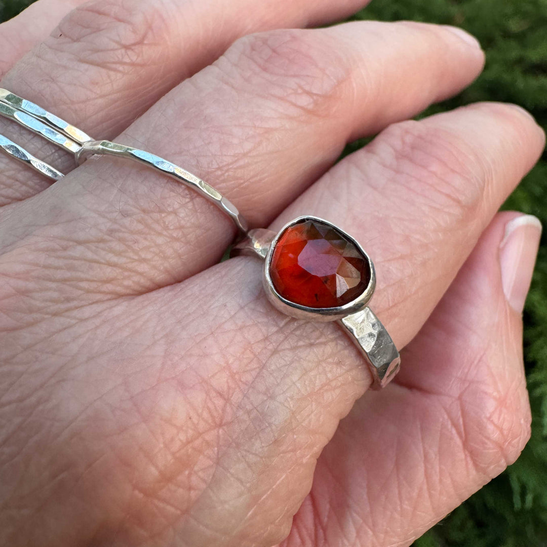 Hessonite Garnet Ring in Sterling Silver | Size 10