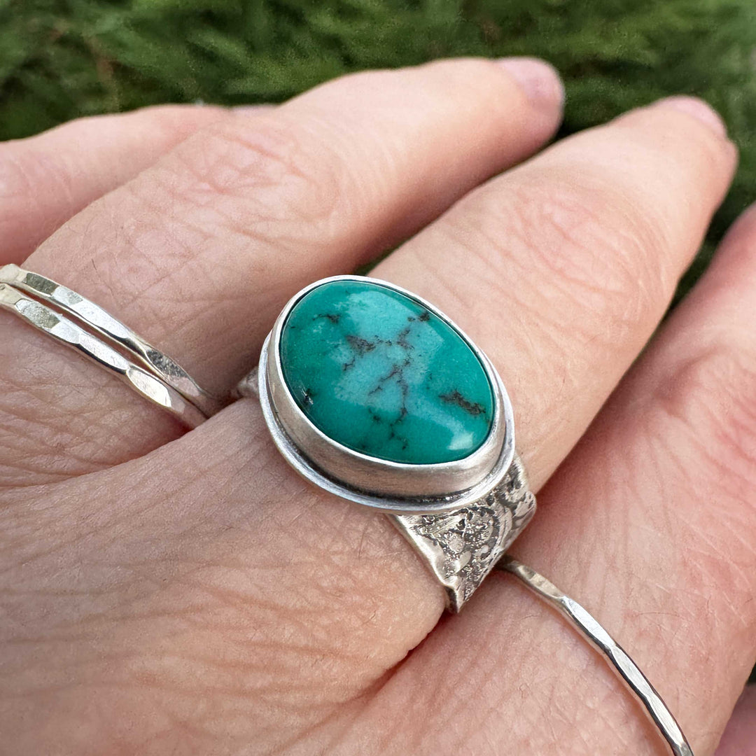 Carico Lake Turquoise Sterling Silver Ring | Size 8