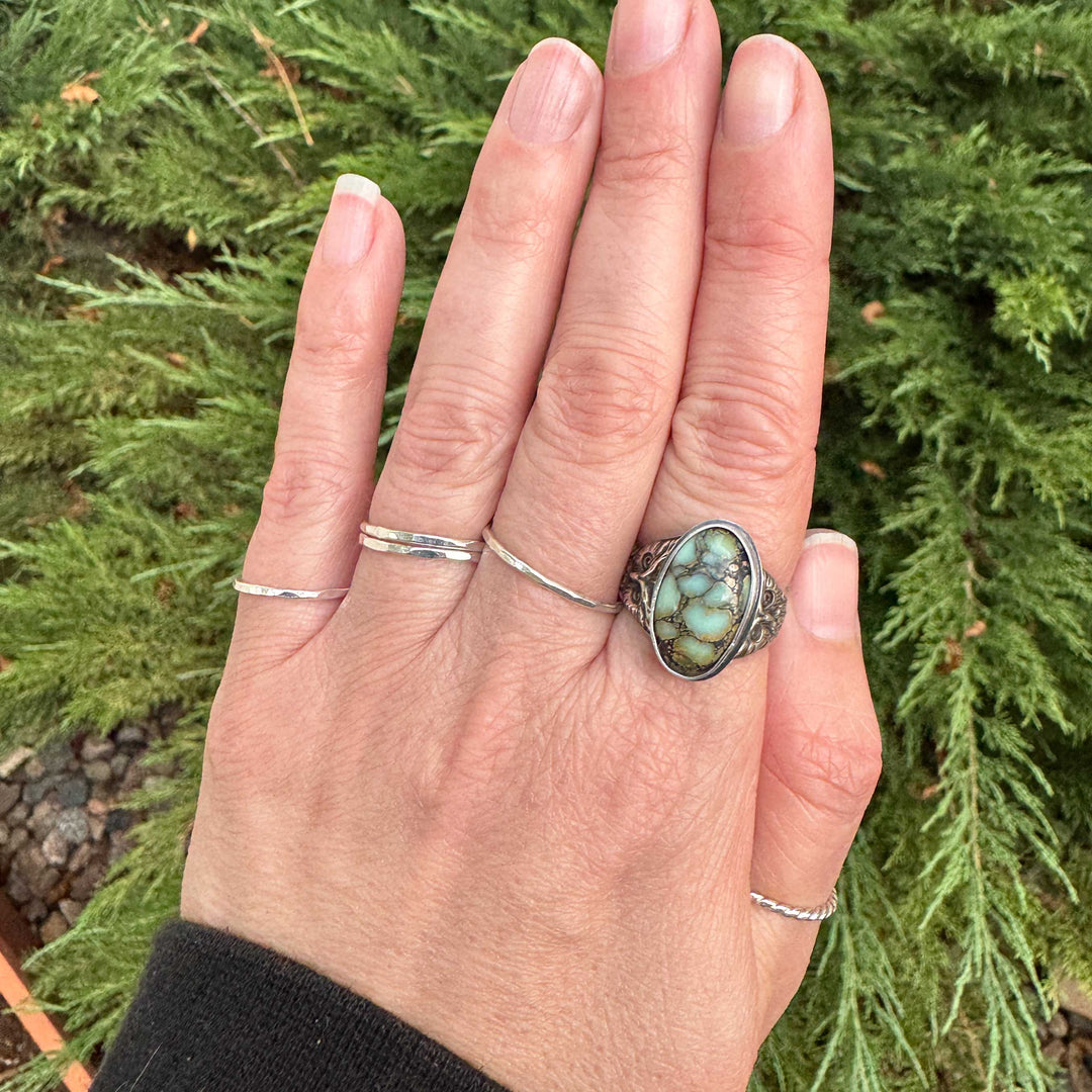 New Lander Variscite Owl Ring in Sterling Silver | Made to Size