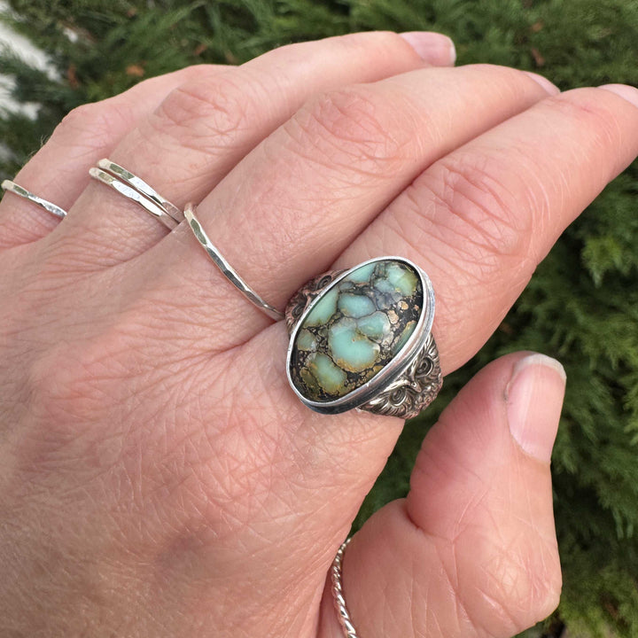 New Lander Variscite Owl Ring in Sterling Silver | Made to Size