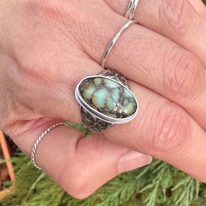 New Lander Variscite Owl Ring in Sterling Silver | Made to Size