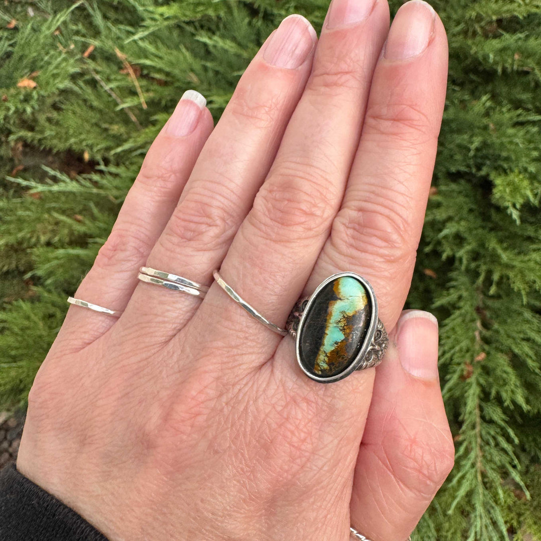 Blackjack Turquoise Owl Ring in Sterling Silver | Made to Size