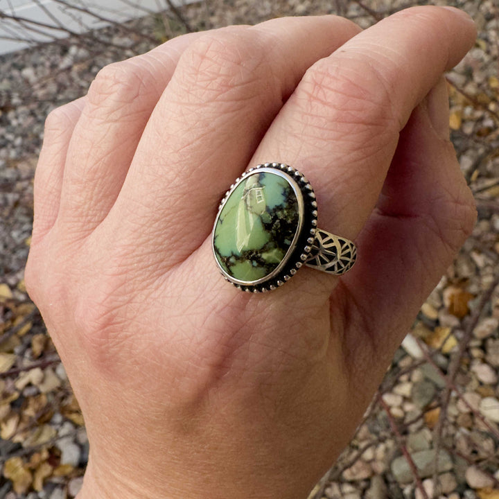 Bamboo Mountain Turquoise Ring in Sterling Silver - Size 11.5