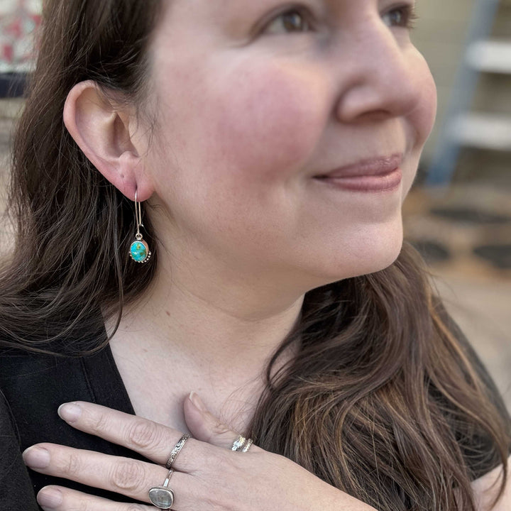Sonoran Gold Turquoise Drop Earrings | Sterling Silver Dangle Earrings