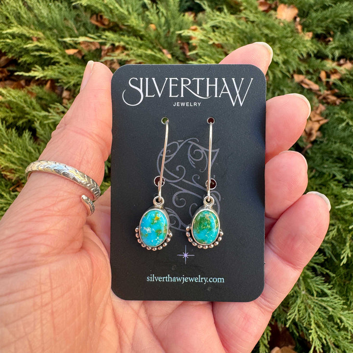 Sonoran Gold Turquoise Drop Earrings | Sterling Silver Dangle Earrings