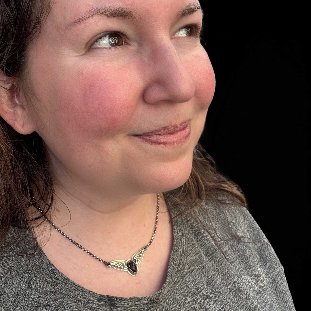 Welo Opal Bat Pendant Necklace in Sterling Silver