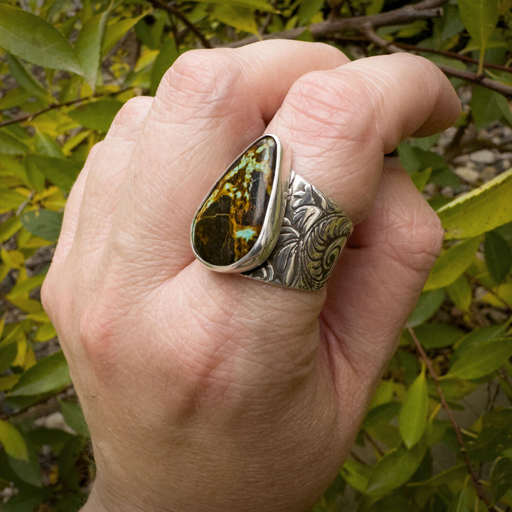 Blackjack Turquoise Wideband Statement Ring size 9