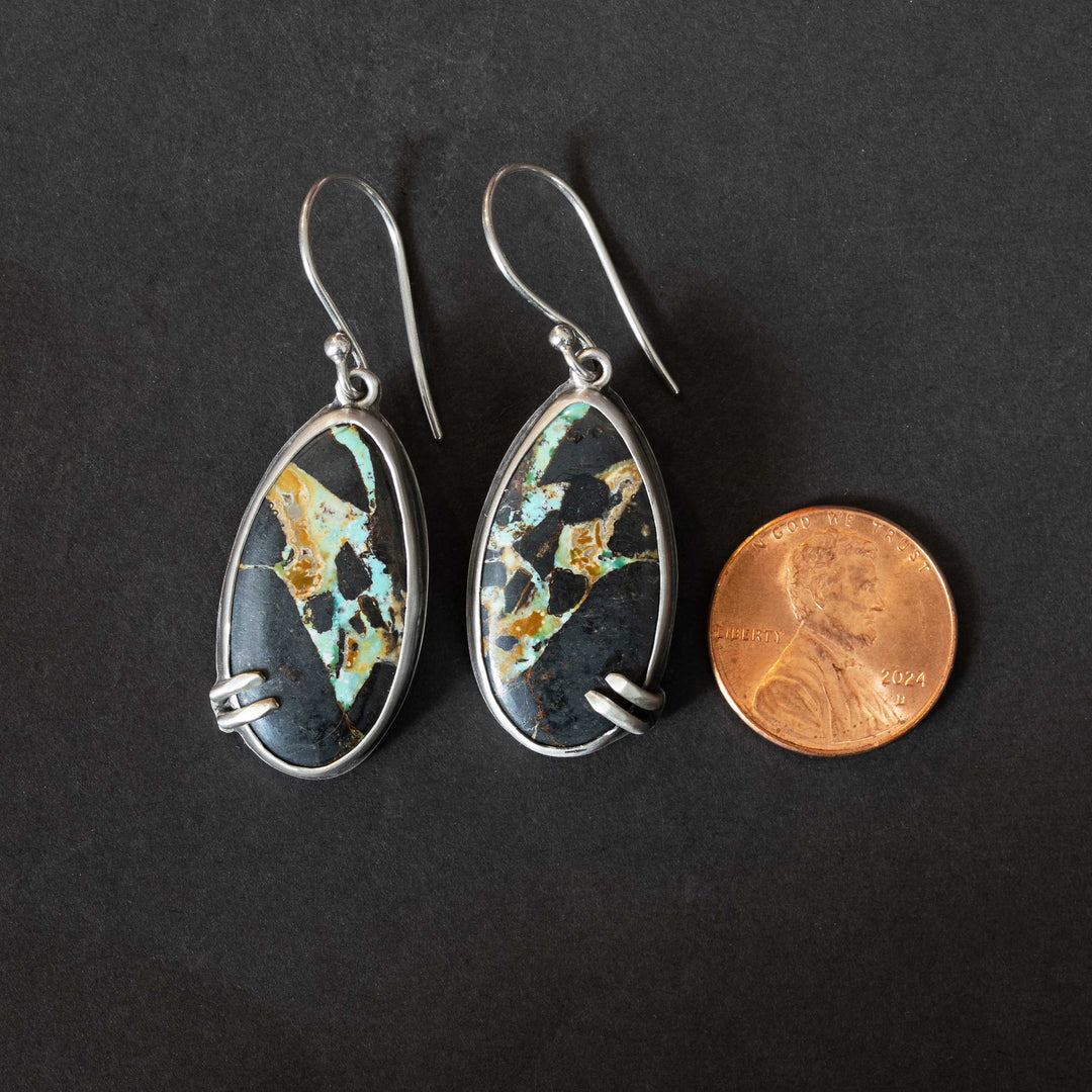Blackjack Turquoise Drop Earrings | Handmade Sterling Silver Artisan Jewelry