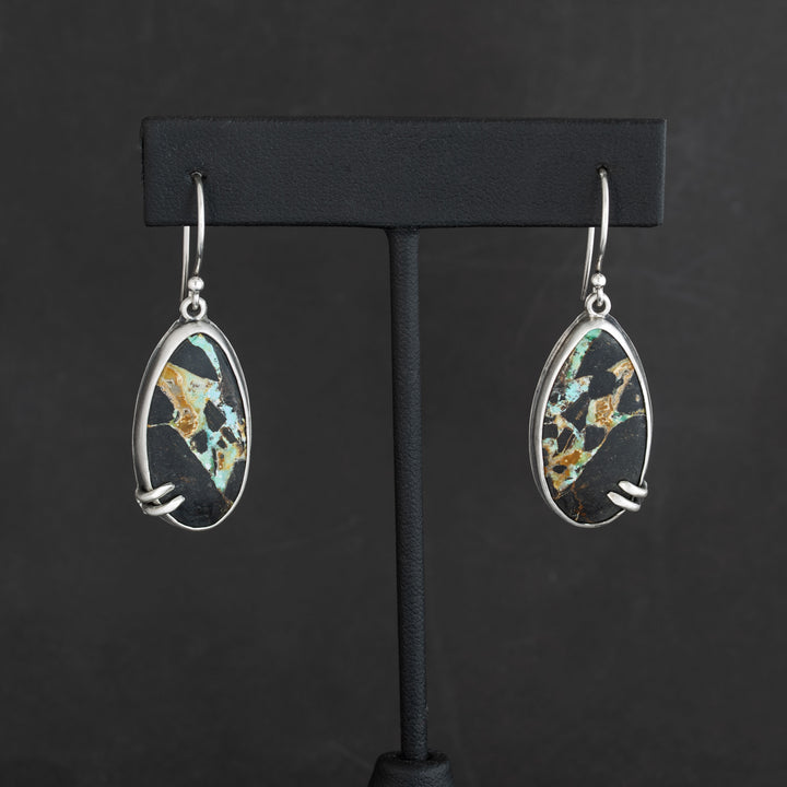 Blackjack Turquoise Drop Earrings | Handmade Sterling Silver Artisan Jewelry