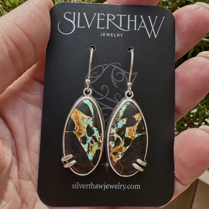 Blackjack Turquoise Drop Earrings | Handmade Sterling Silver Artisan Jewelry
