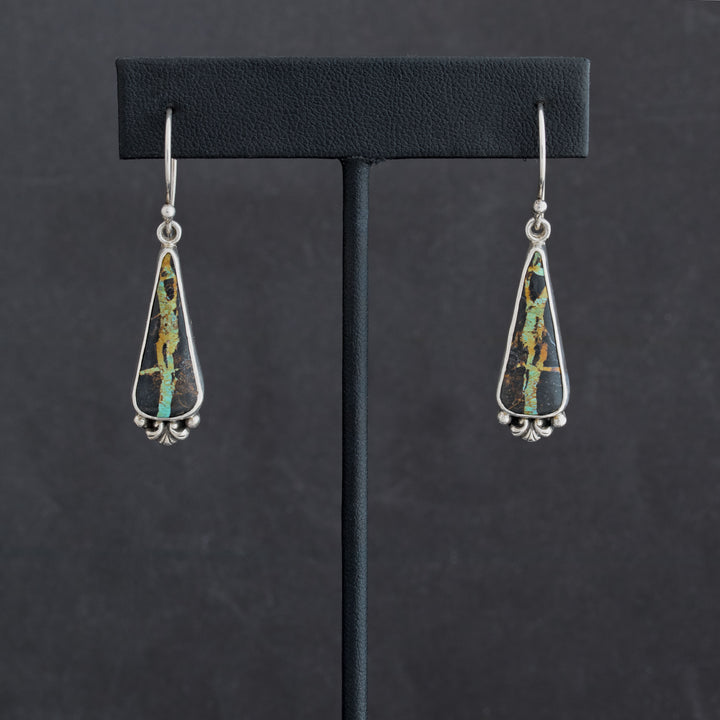 Elegant Blackjack Turquoise Earrings in Sterling Silver