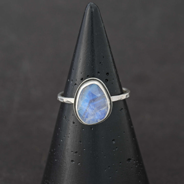 Rainbow Moonstone Sterling Silver Stacking Ring - size 11