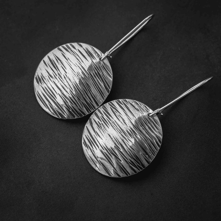 Silver Hammered Dome Earrings