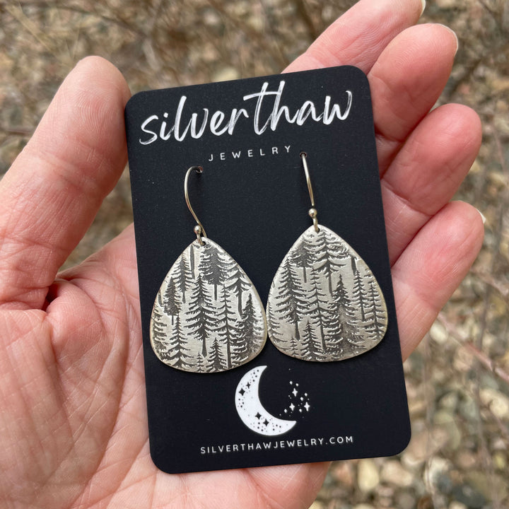 Silver Forest Tree Earrings