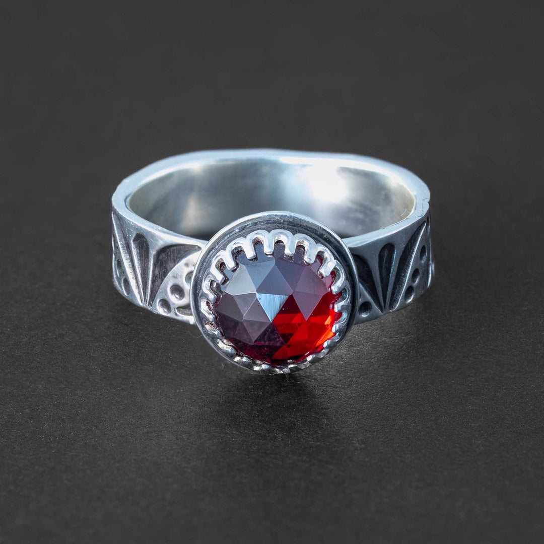 Red Garnet Ring in Sterling Silver