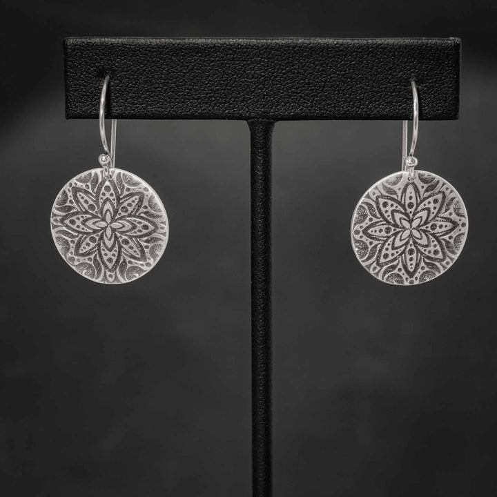 Silver Flower Mandala Earrings
