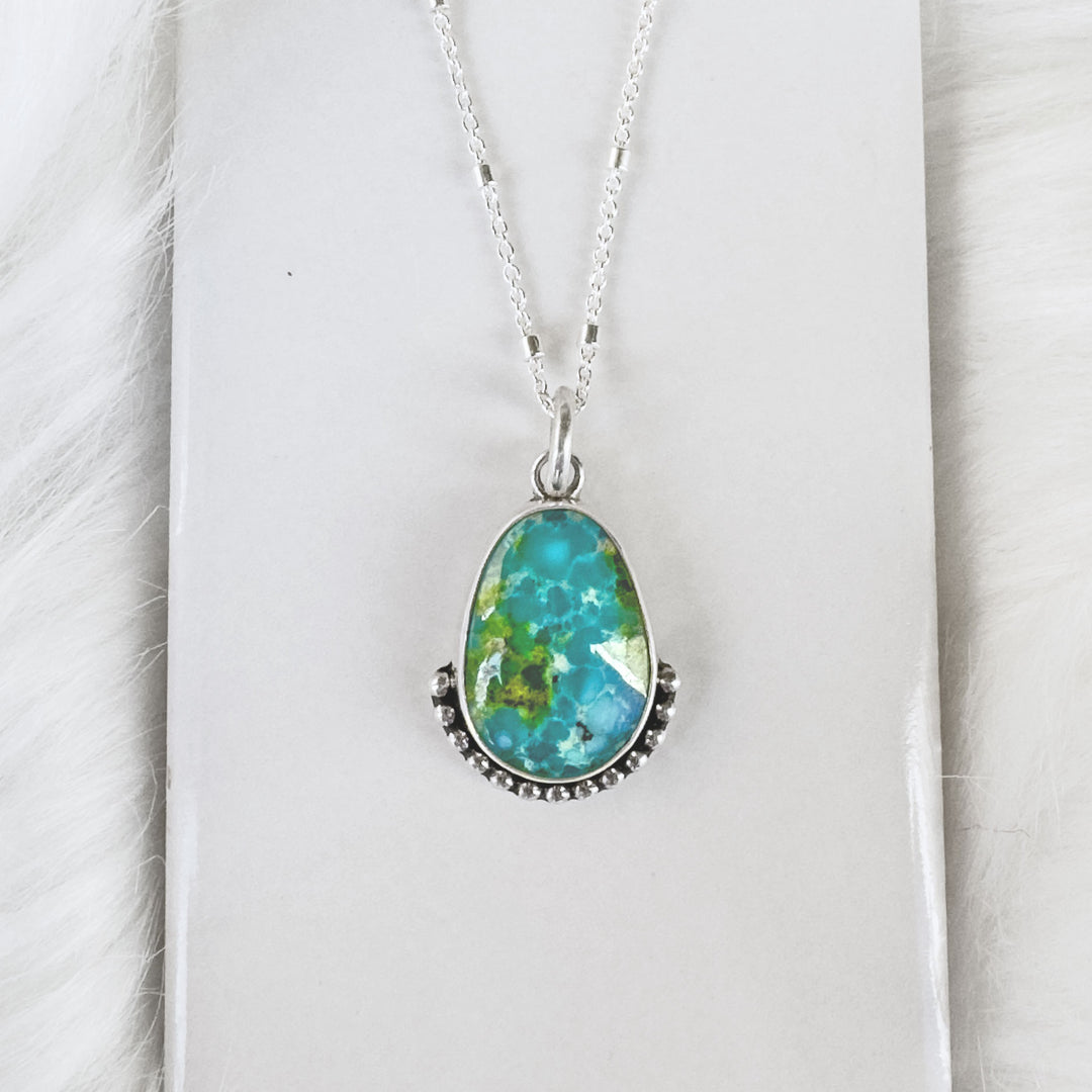 Handmade Sonoran Gold Turquoise Pendant Necklace in Sterling Silver