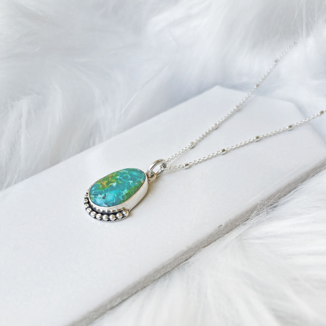 Handmade Sonoran Gold Turquoise Pendant Necklace in Sterling Silver