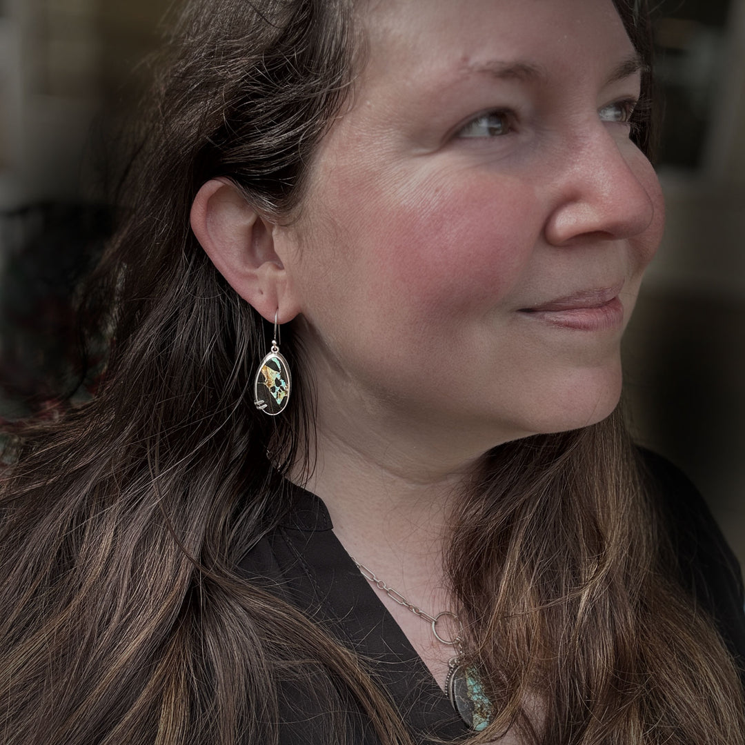 Blackjack Turquoise Drop Earrings | Handmade Sterling Silver Artisan Jewelry