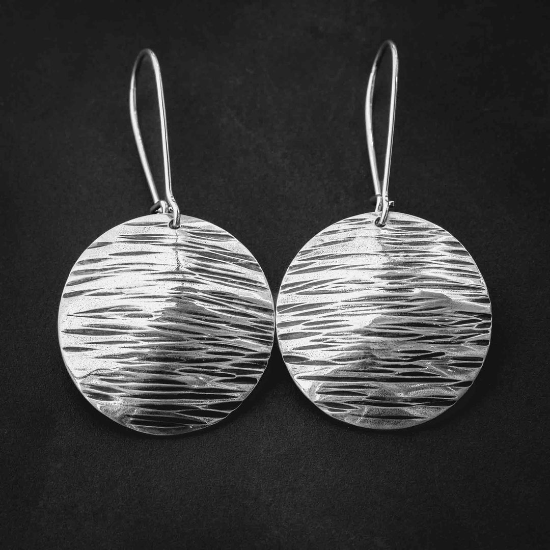 Silver Hammered Dome Earrings