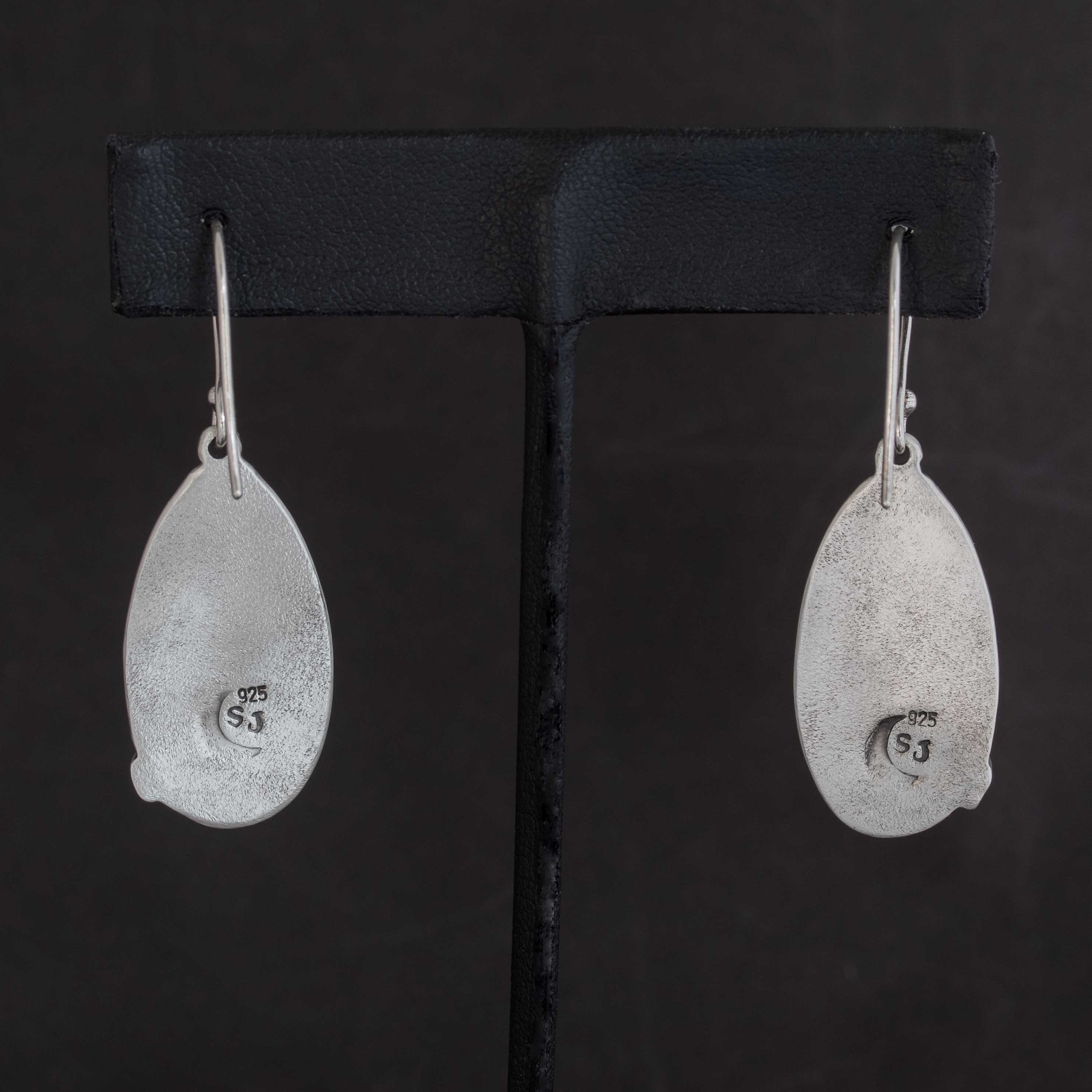 Blackjack Turquoise Drop Earrings — Handmade Sterling Silver