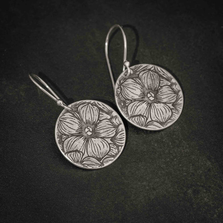 Silver Floral Medallion Earrings