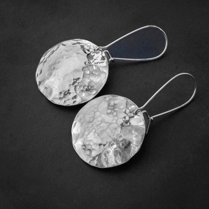 Silver Hammered Disc Earrings
