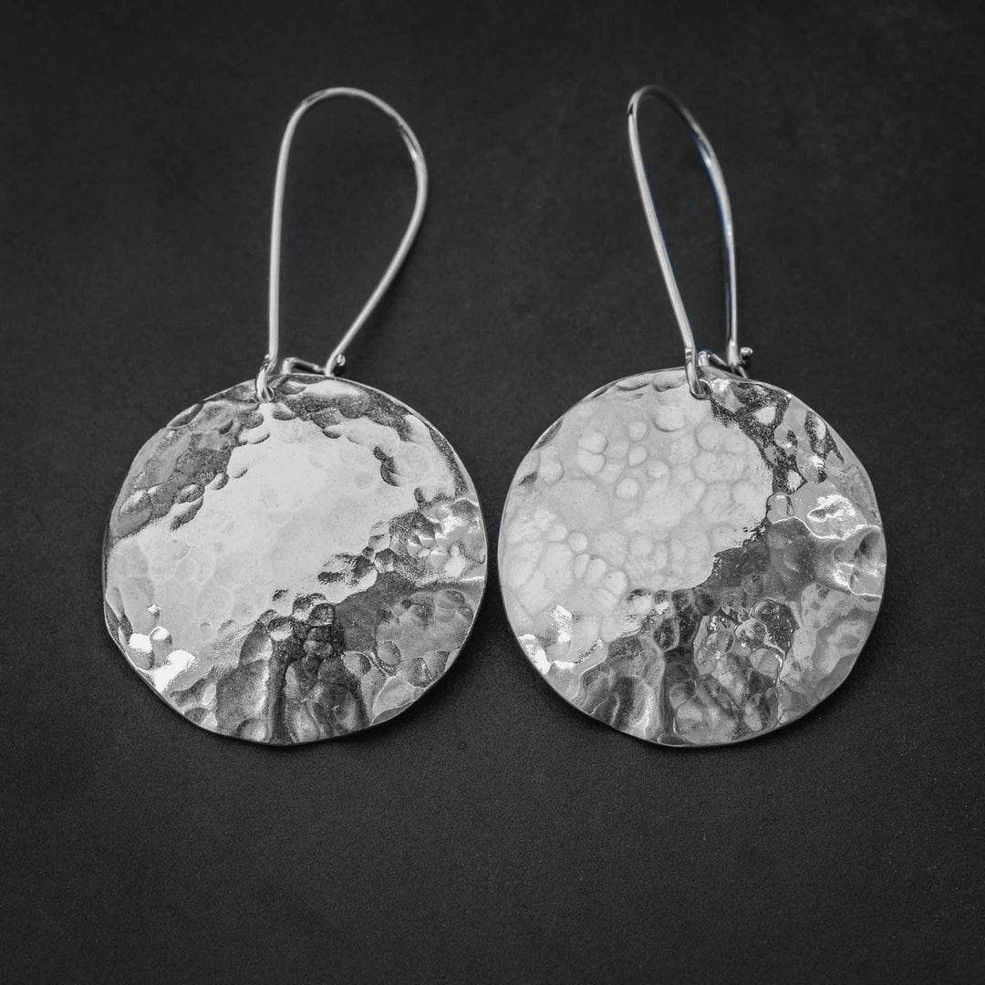 Silver Hammered Disc Earrings
