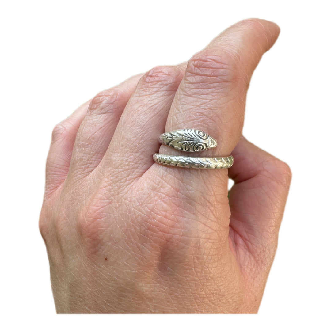 Coiled Snake Wrap Ring in Sterling Silver